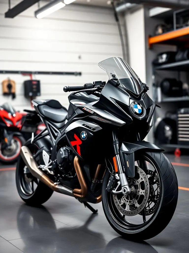 BMW S1000RR motorcycle at GMW Royal Enfield garage
